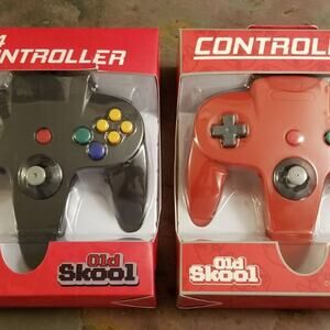 2 N64 Controllers - Red & Black (NEW) - Nintendo - Old Skool